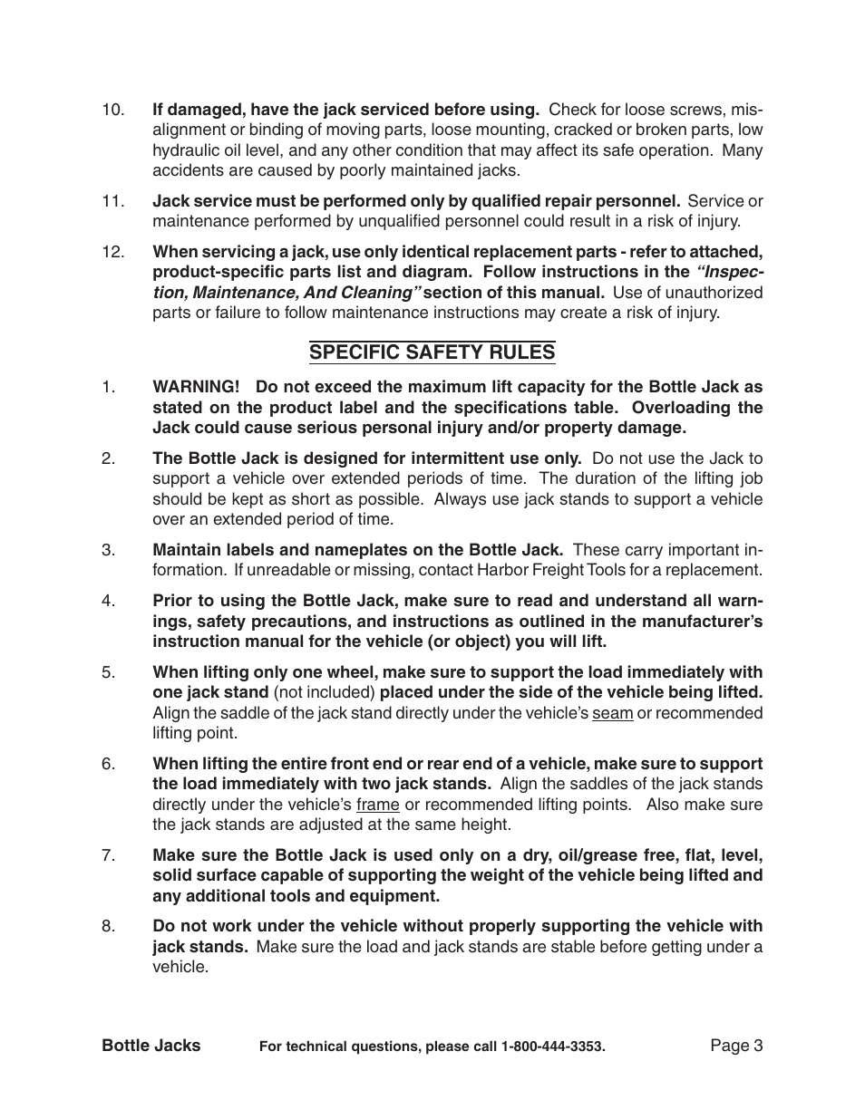 Harbor Freight Tools BOTTLE JACK 93783 User Manual | Page 3 / 8