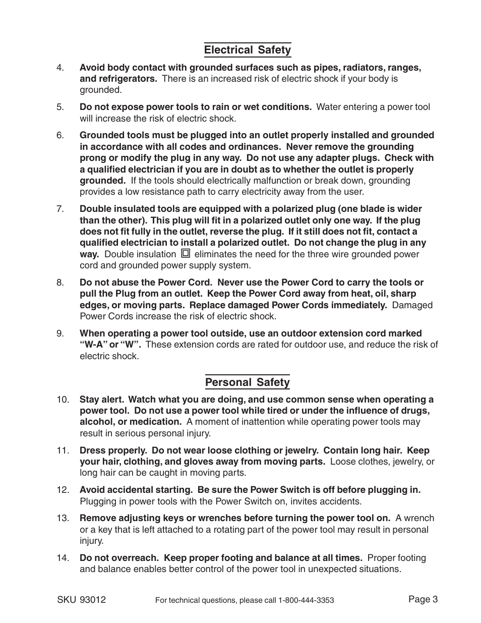 Harbor Freight Tools 93012 User Manual | Page 3 / 16