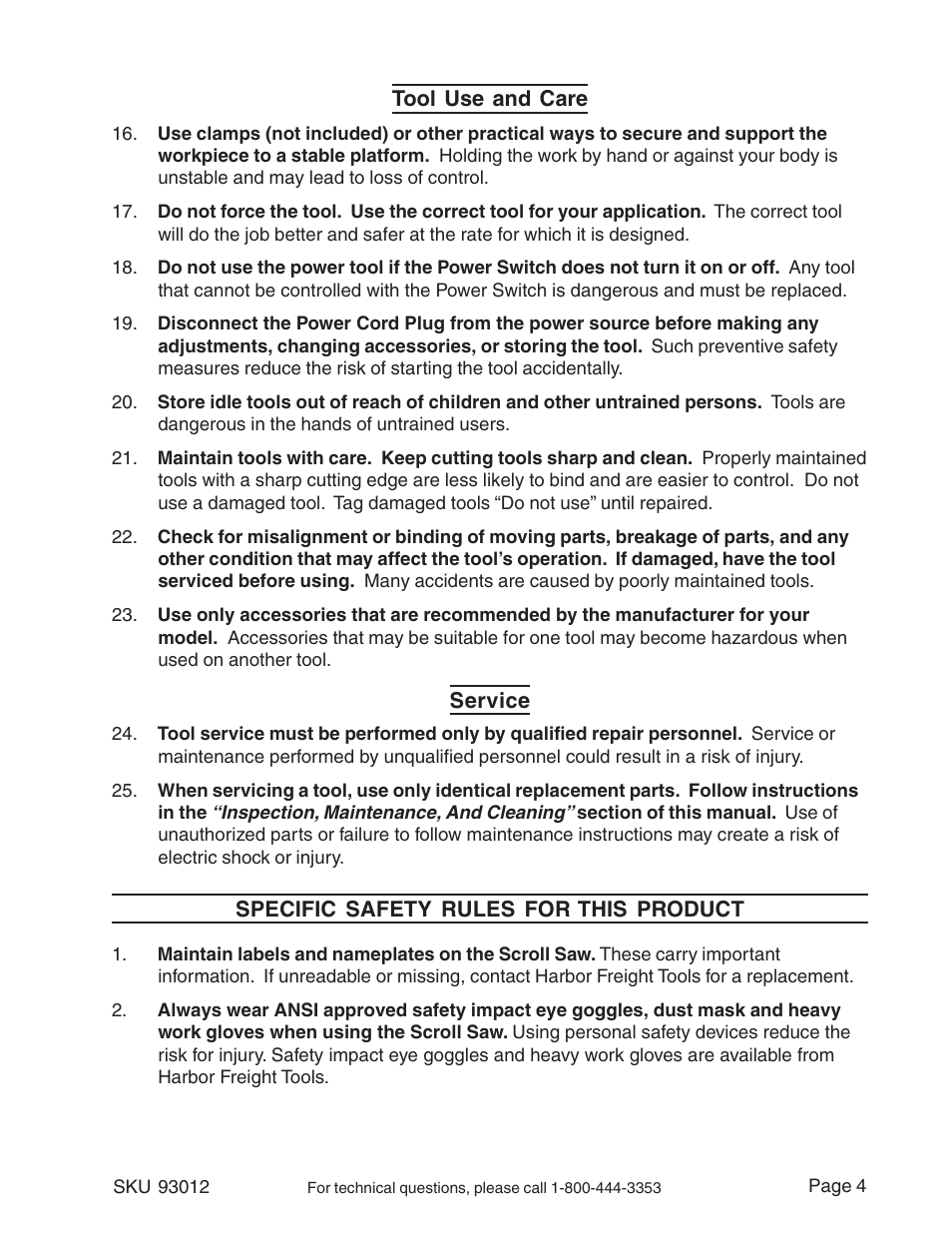 Harbor Freight Tools 93012 User Manual | Page 4 / 16