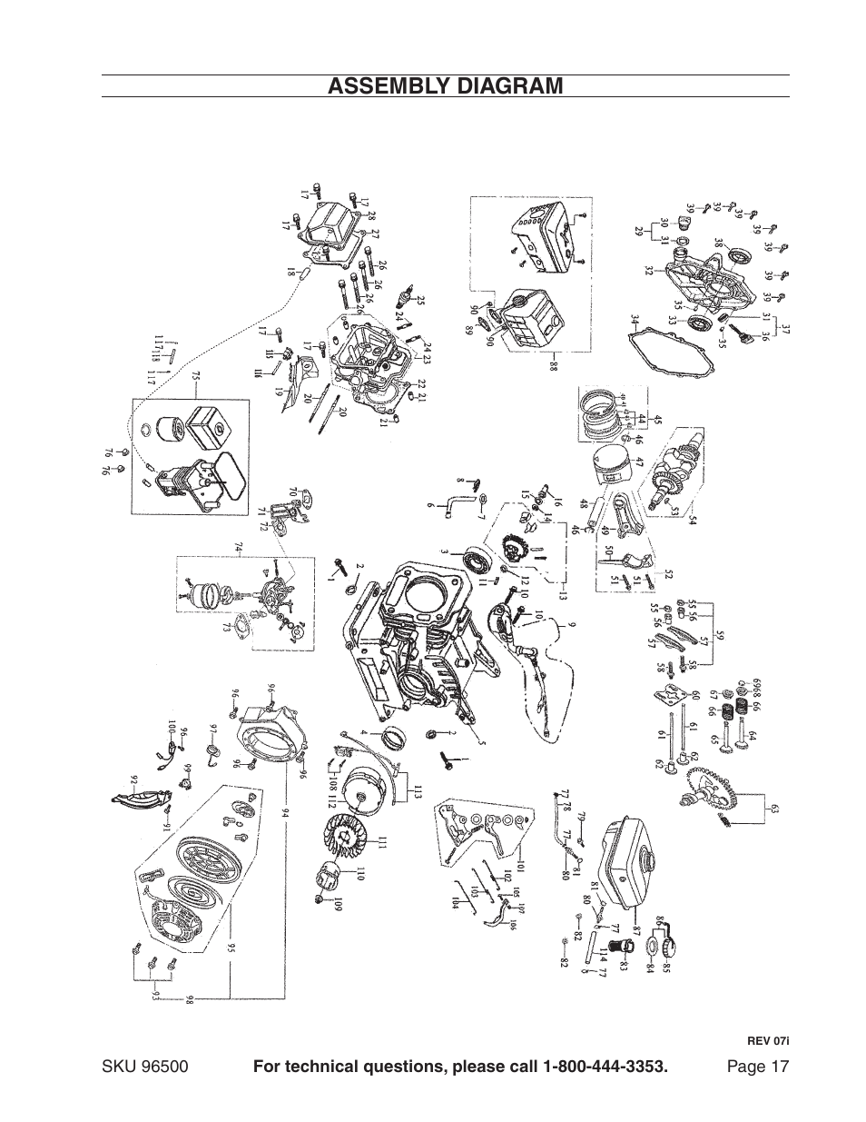 Assembly diagram | Harbor Freight Tools 96500 User Manual | Page 17 / 20