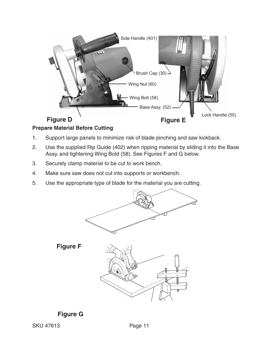 Figure d figure e figure f figure g | Harbor Freight Tools 47613 User Manual | Page 11 / 16