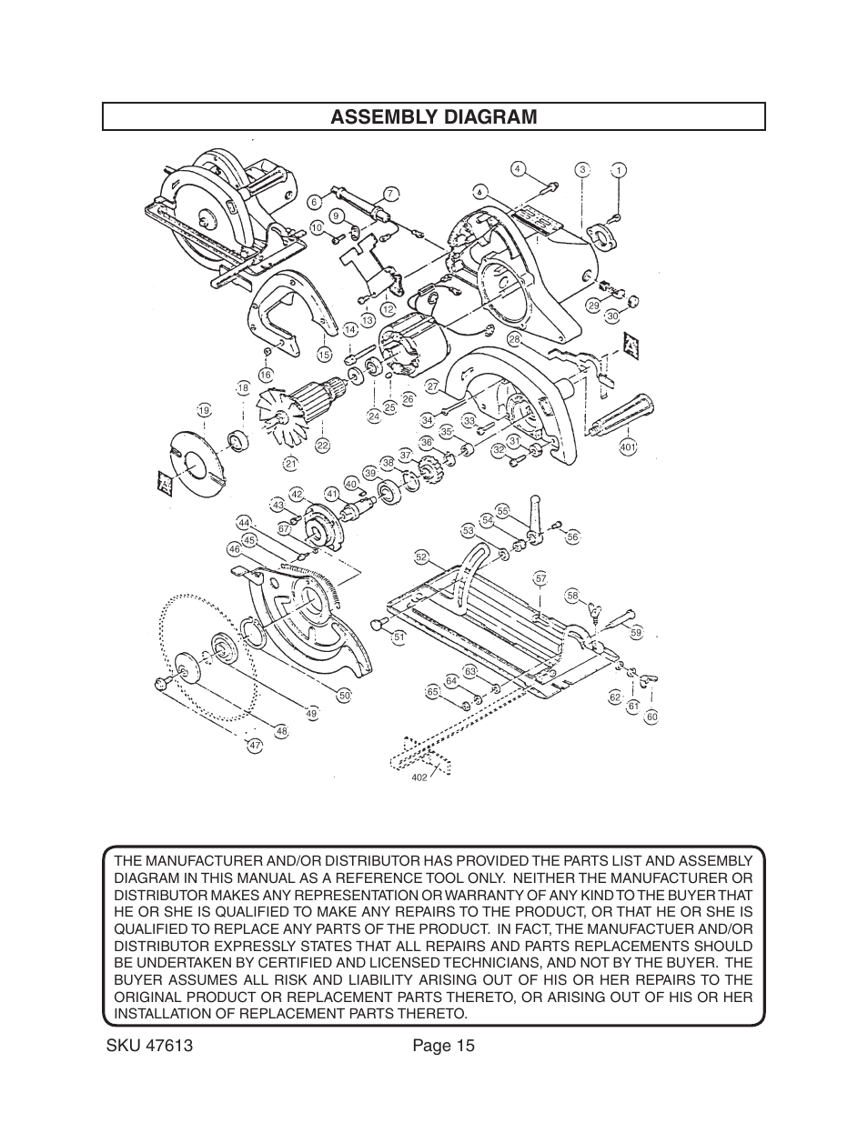 Harbor Freight Tools 47613 User Manual | Page 15 / 16