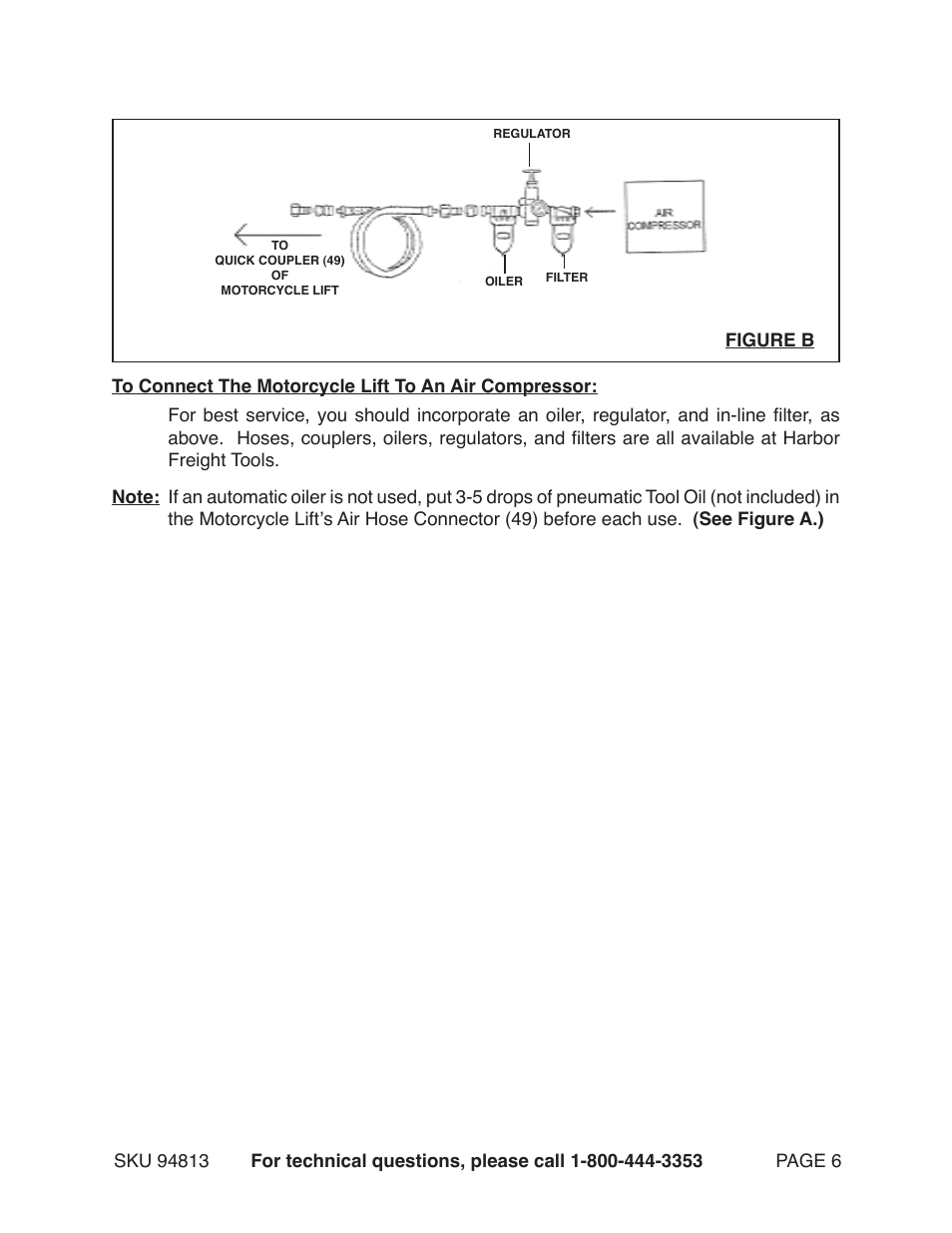 Harbor Freight Tools MOTORCYCLE LIFT 94813 User Manual | Page 6 / 15