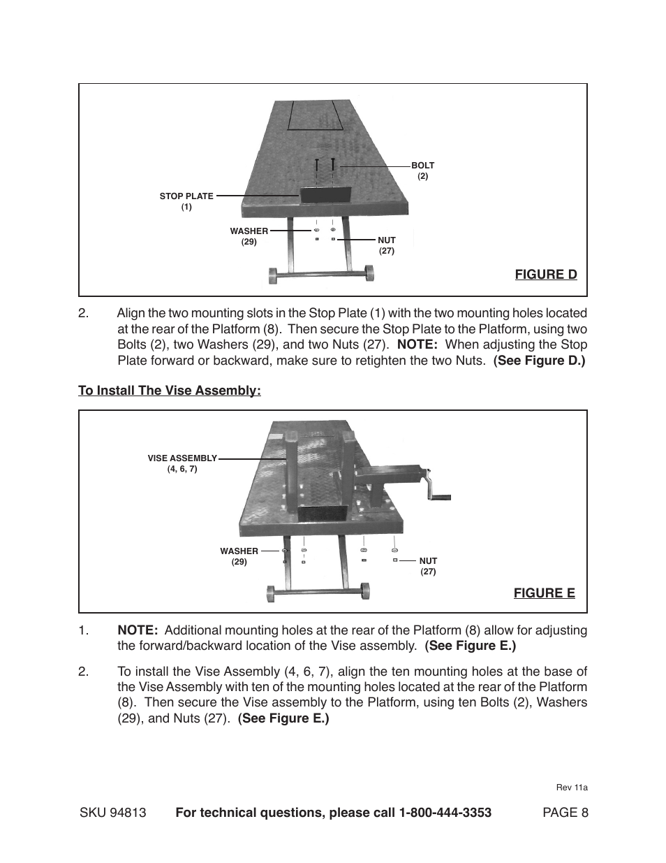 Harbor Freight Tools MOTORCYCLE LIFT 94813 User Manual | Page 8 / 15