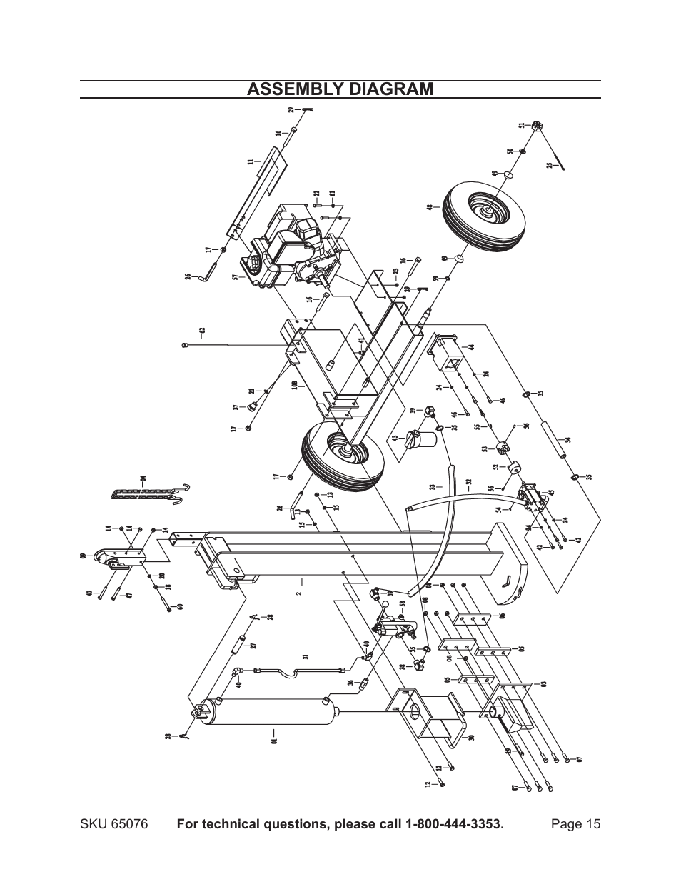 Assembly diagram | Harbor Freight Tools 65076 User Manual | Page 15 / 18