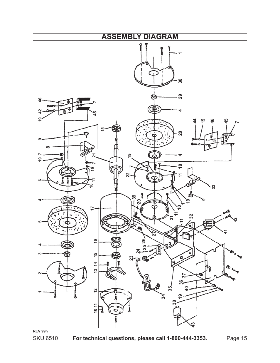 Assembly diagram | Harbor Freight Tools 6510 User Manual | Page 15 / 16