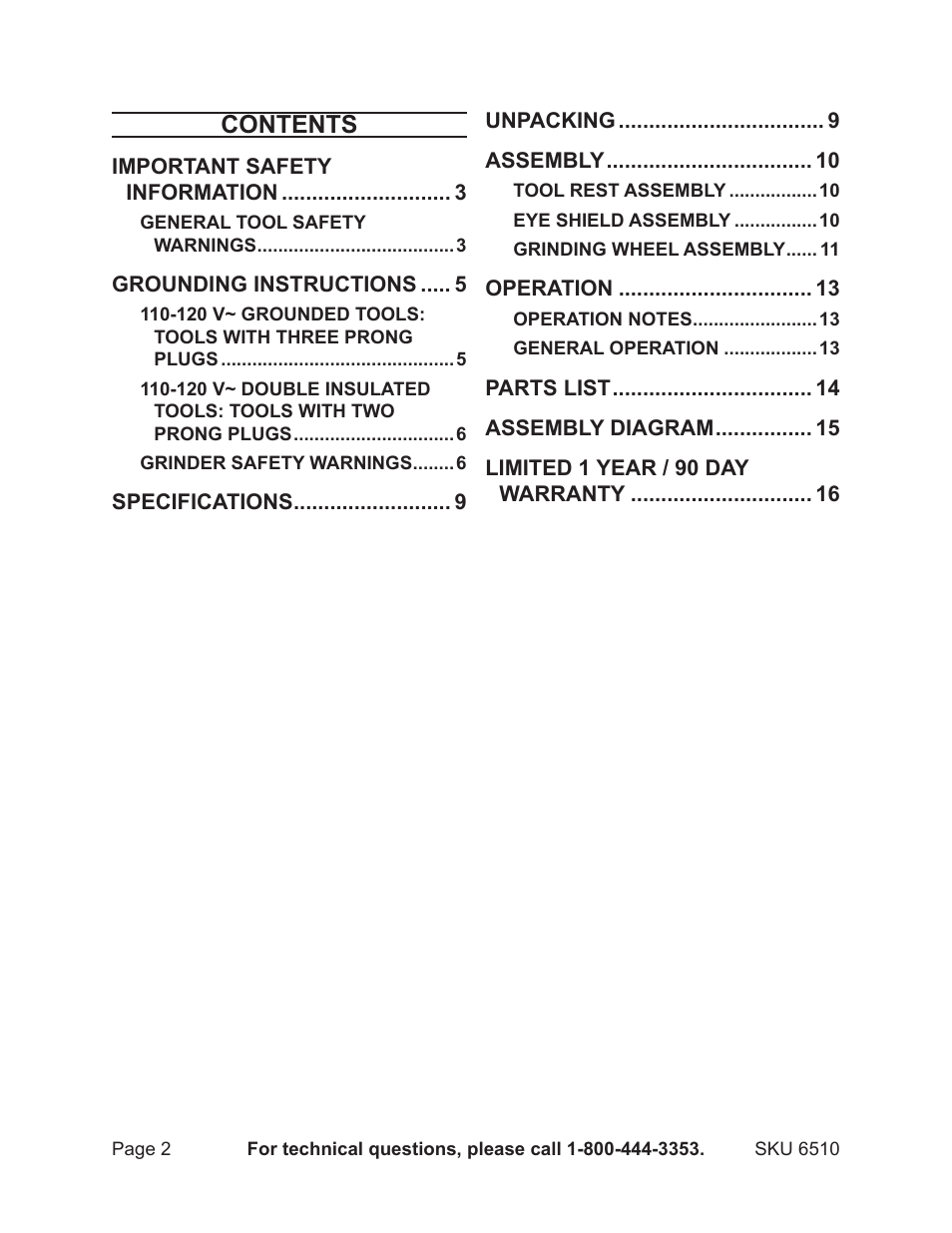 Harbor Freight Tools 6510 User Manual | Page 2 / 16