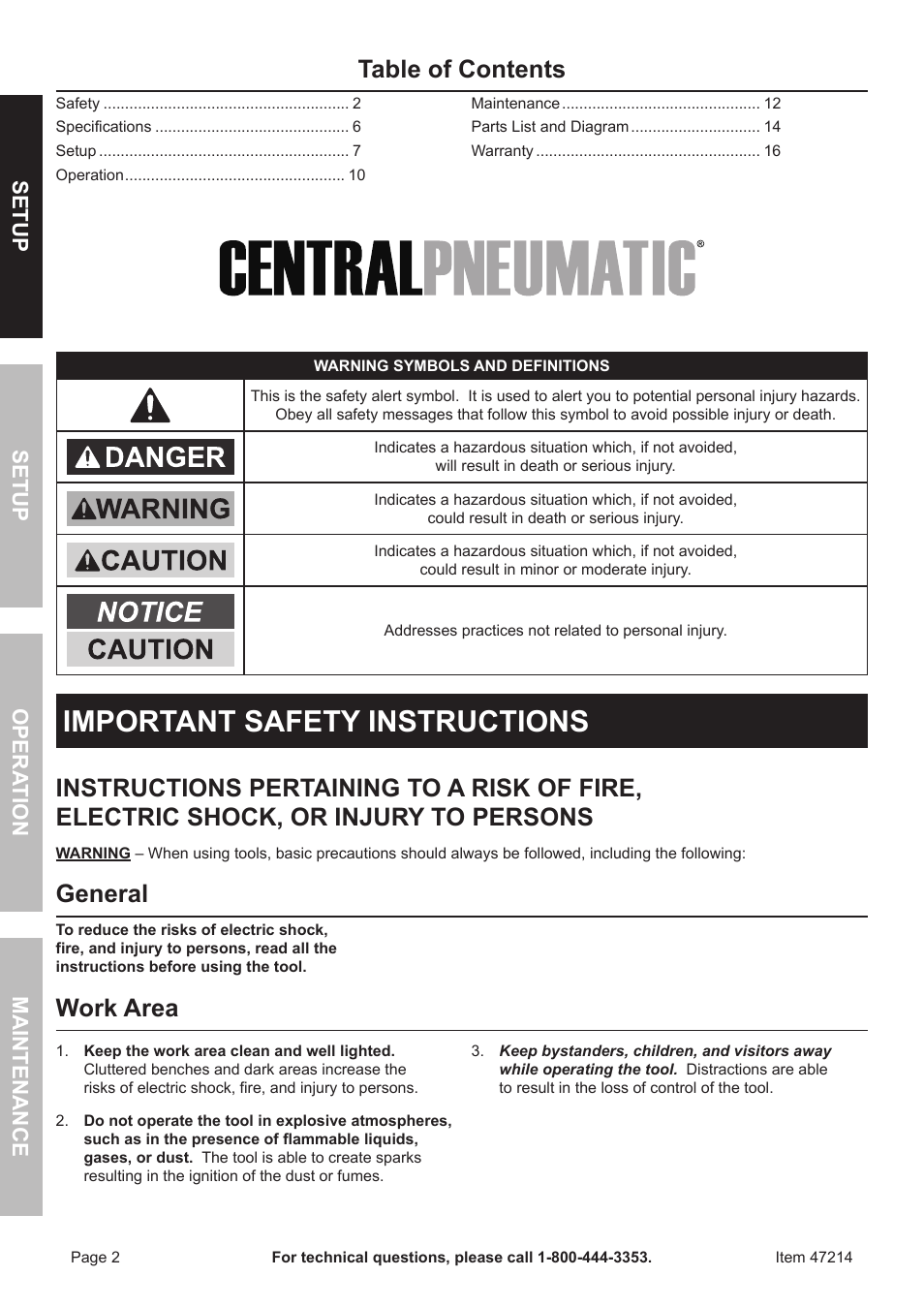 Harbor Freight Tools 47214 User Manual | Page 2 / 16