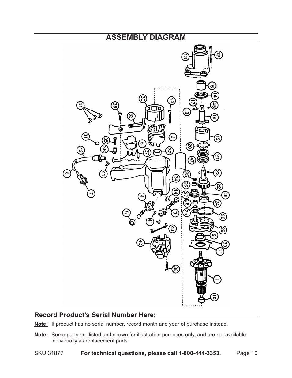 Assembly diagram | Harbor Freight Tools 31877 User Manual | Page 10 / 11