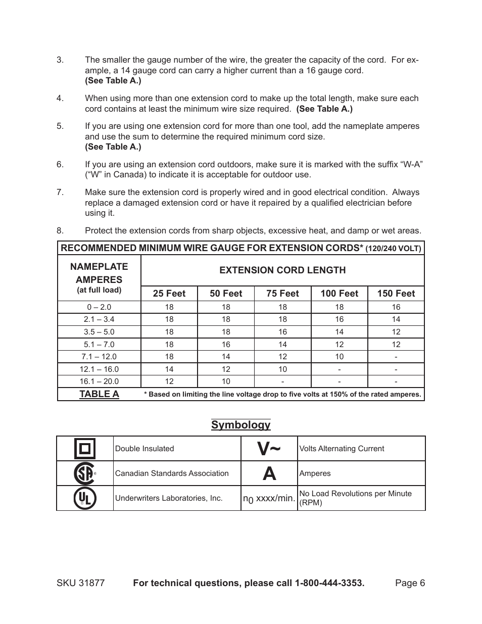 Symbology | Harbor Freight Tools 31877 User Manual | Page 6 / 11