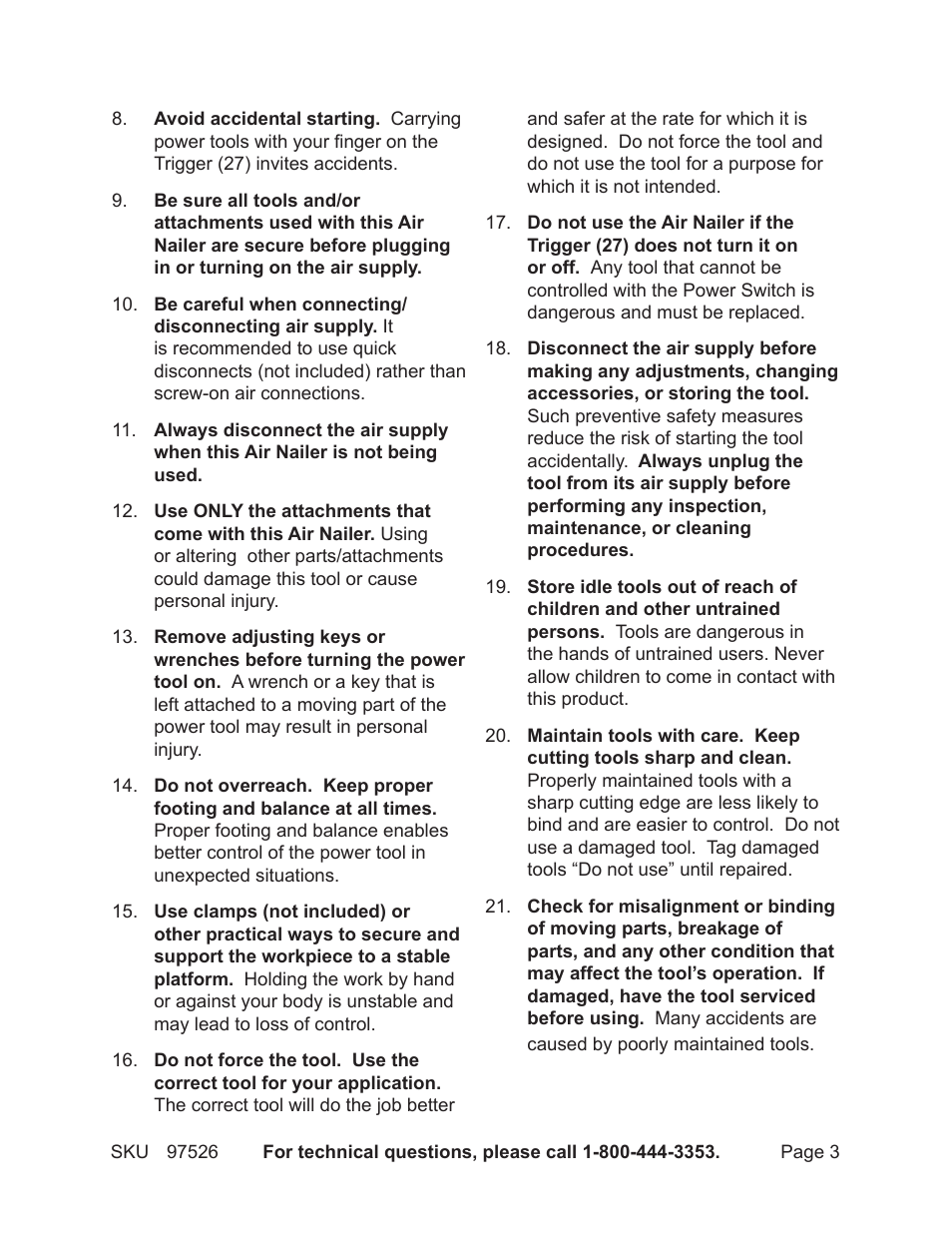 Harbor Freight Tools CENTRALPNEUMATIC 97526 User Manual | Page 3 / 10