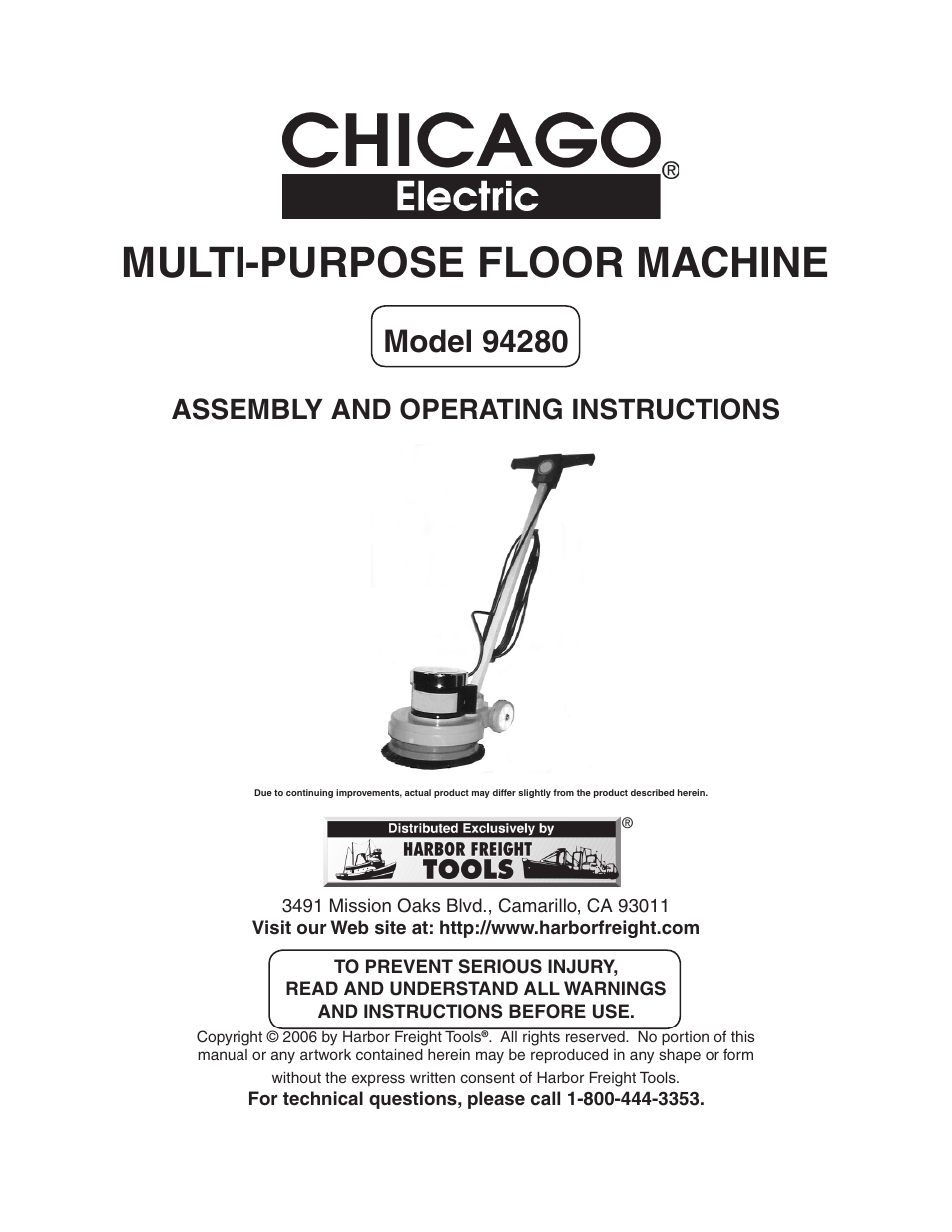 Harbor Freight Tools 94280 User Manual | 15 pages