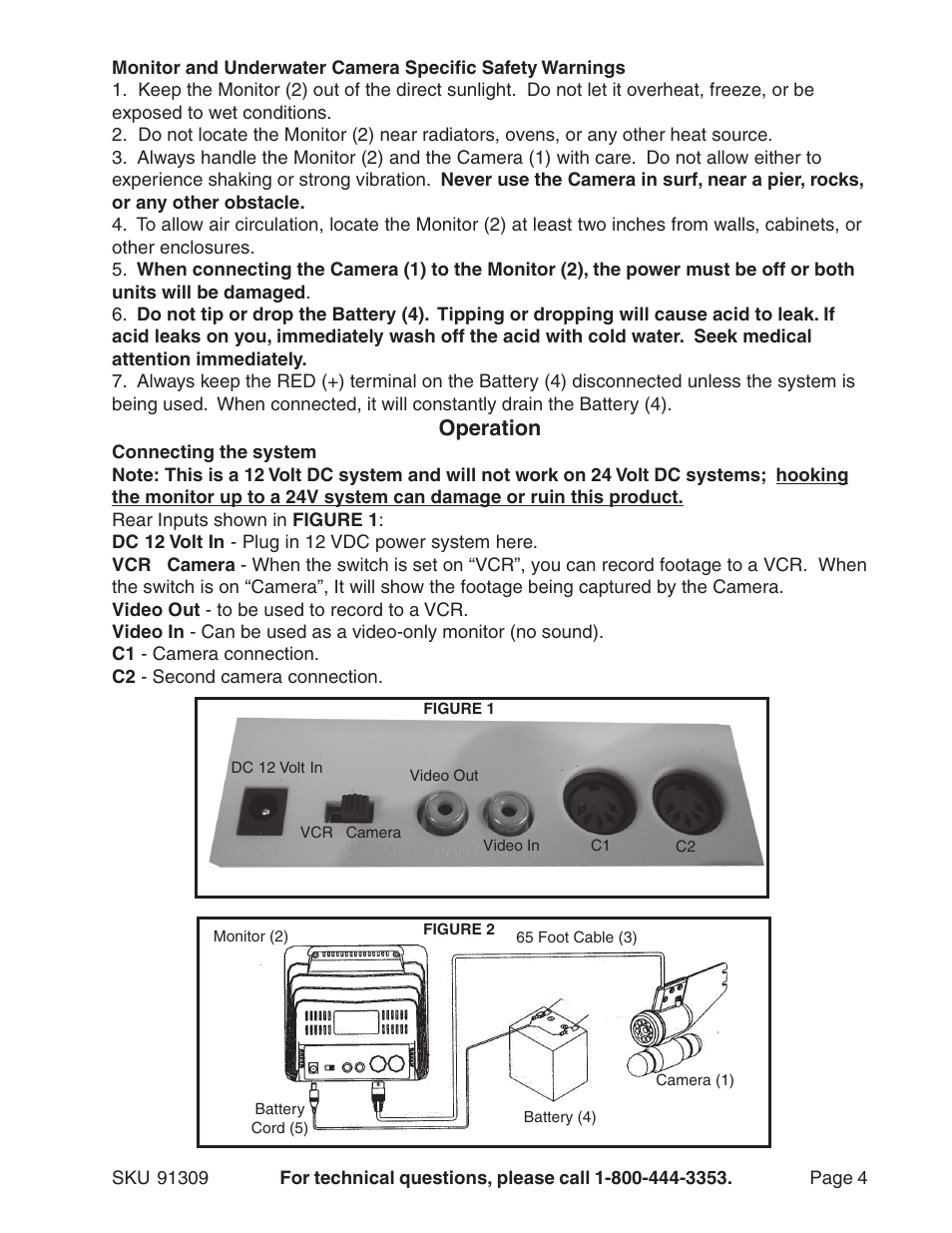 Operation | Harbor Freight Tools 91309 User Manual | Page 4 / 7