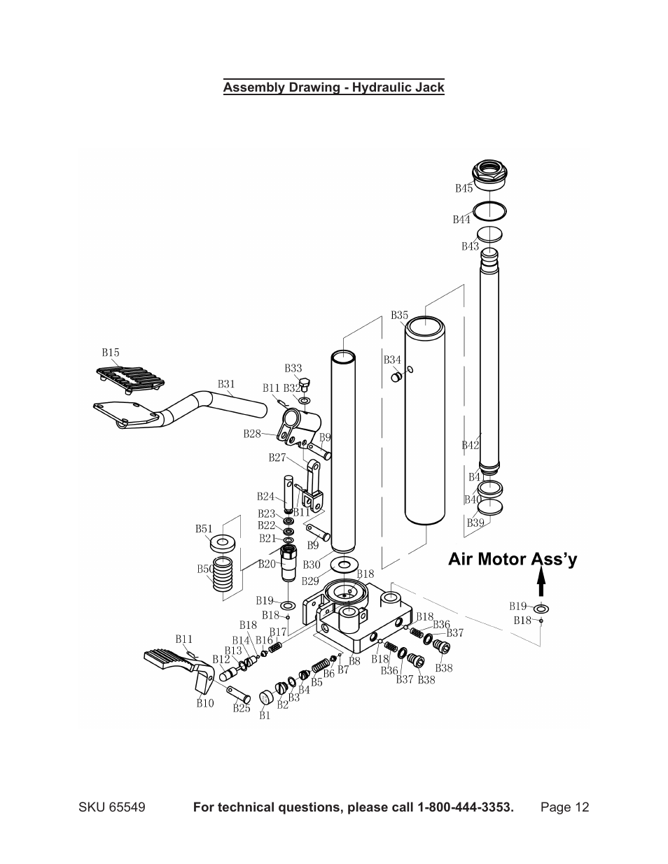 Harbor Freight Tools CENTRAL HUDRAULICS 65549 User Manual | Page 12 / 13