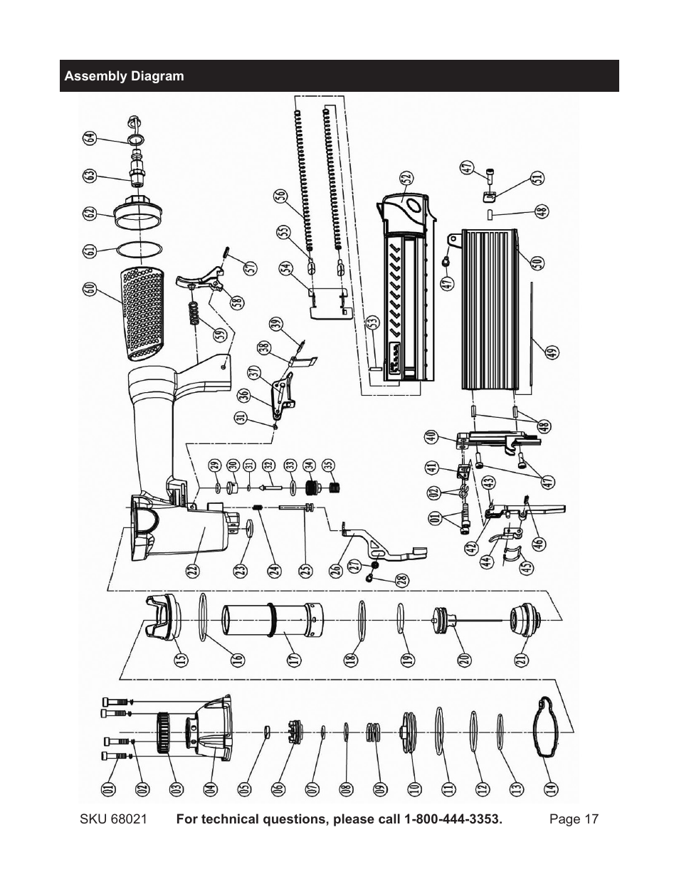 Harbor Freight Tools 18 GAUGE BRAD NAILER 68021 User Manual | Page 17 / 18