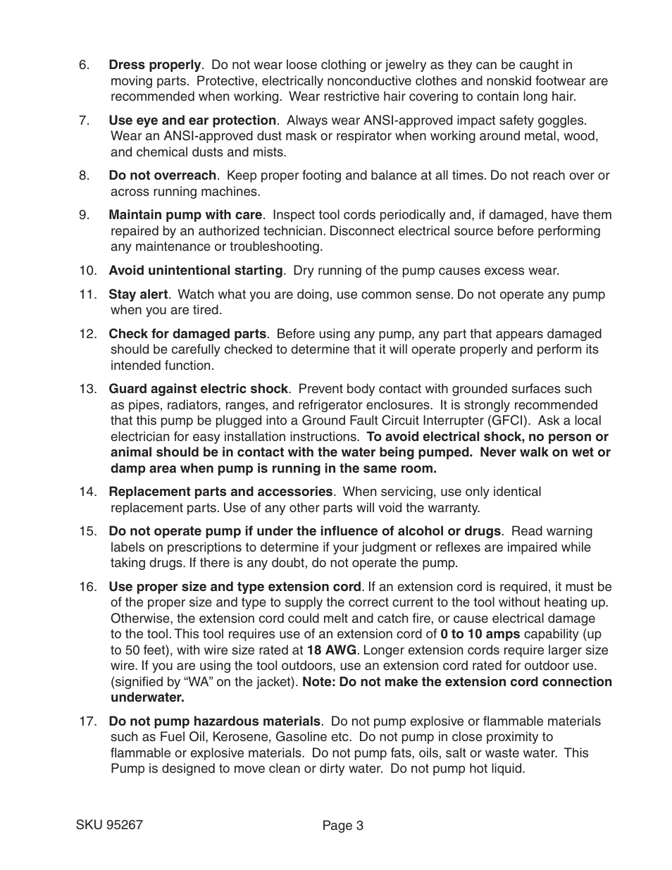 Harbor Freight Tools PACIFIC HYDROSTAR 95267 User Manual | Page 3 / 9