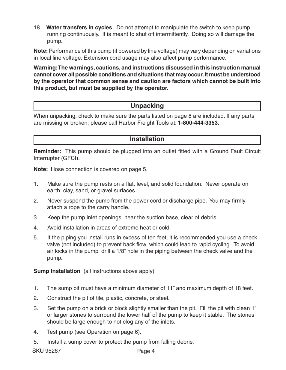 Harbor Freight Tools PACIFIC HYDROSTAR 95267 User Manual | Page 4 / 9