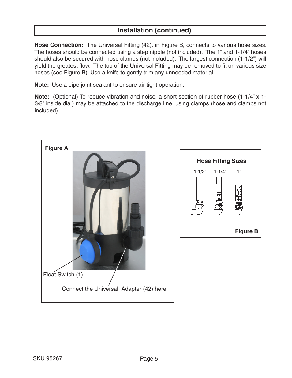 Installation (continued) | Harbor Freight Tools PACIFIC HYDROSTAR 95267 User Manual | Page 5 / 9