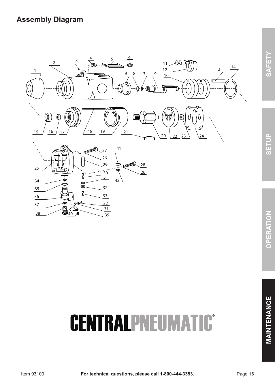 Assembly diagram | Harbor Freight Tools 93100 User Manual | Page 15 / 16