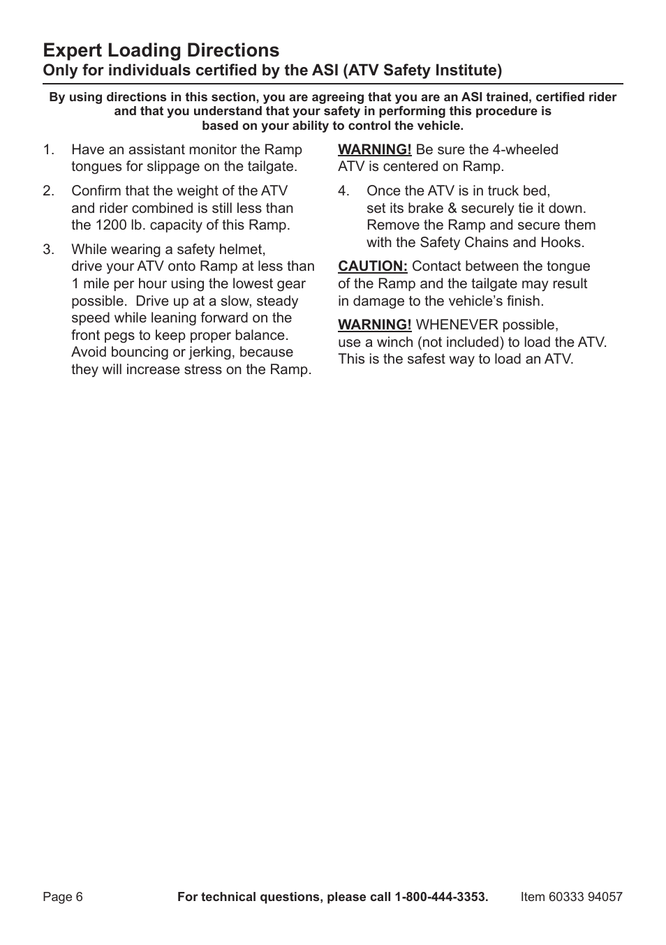 Expert loading directions | Harbor Freight Tools 94057 User Manual | Page 6 / 12