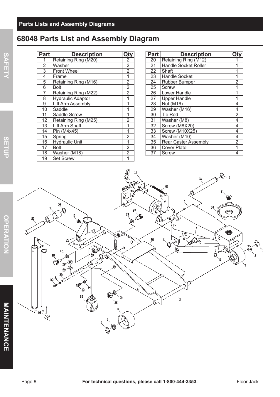 Safety opera tion maintenance setup | Harbor Freight Tools 68048 User Manual | Page 8 / 12