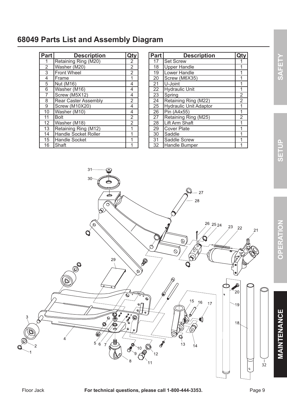Safety opera tion maintenance setup | Harbor Freight Tools 68048 User Manual | Page 9 / 12