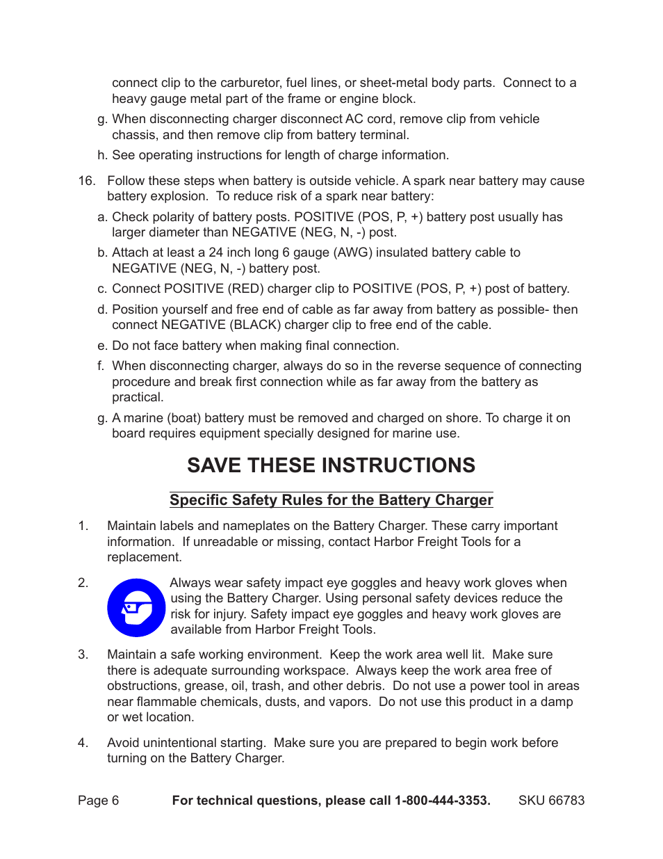 Save these instructions | Harbor Freight Tools 66783 User Manual | Page 6 / 12