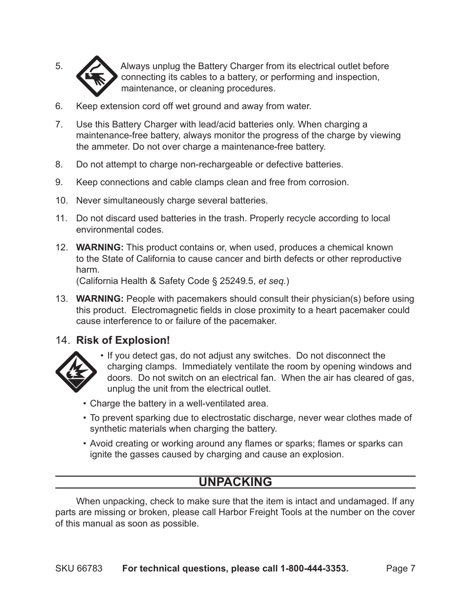 Unpacking | Harbor Freight Tools 66783 User Manual | Page 7 / 12