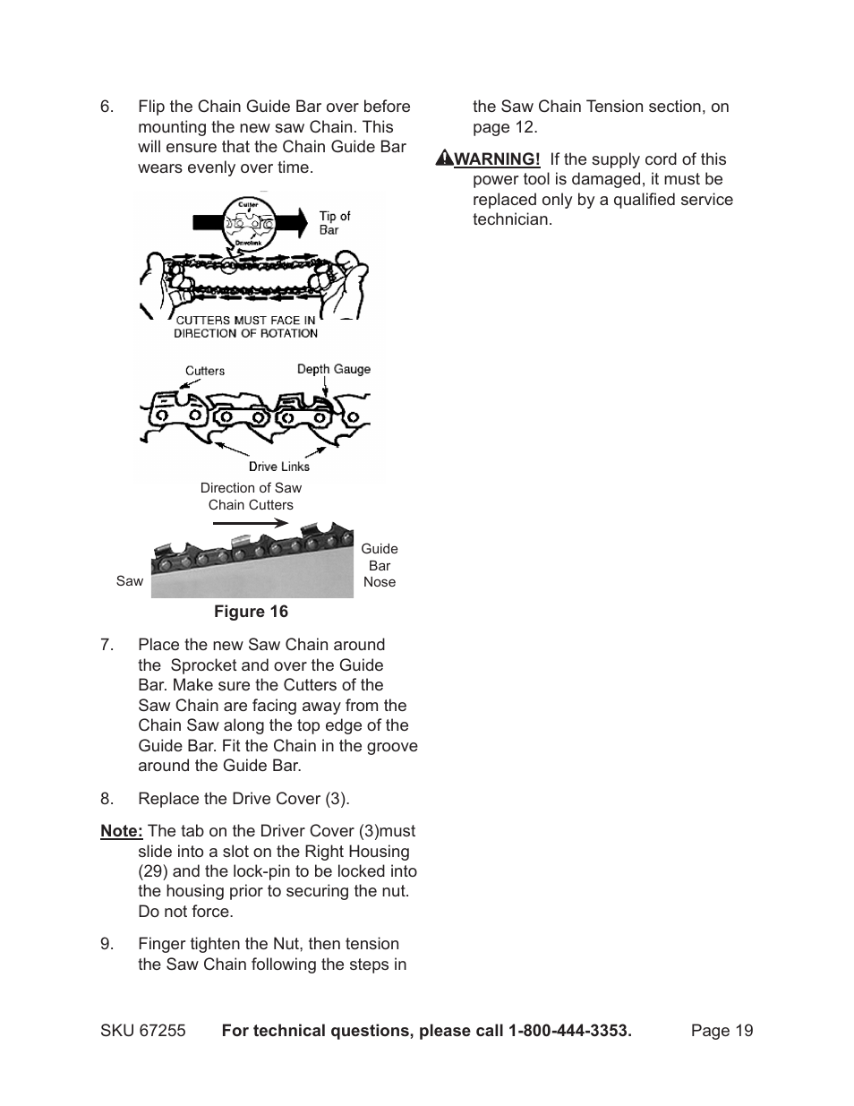 Harbor Freight Tools CHICAGO ELECTRIC 67255 User Manual | Page 19 / 26