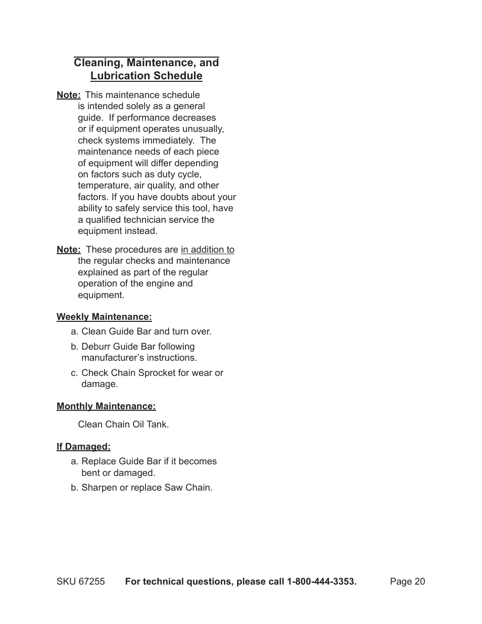 Harbor Freight Tools CHICAGO ELECTRIC 67255 User Manual | Page 20 / 26