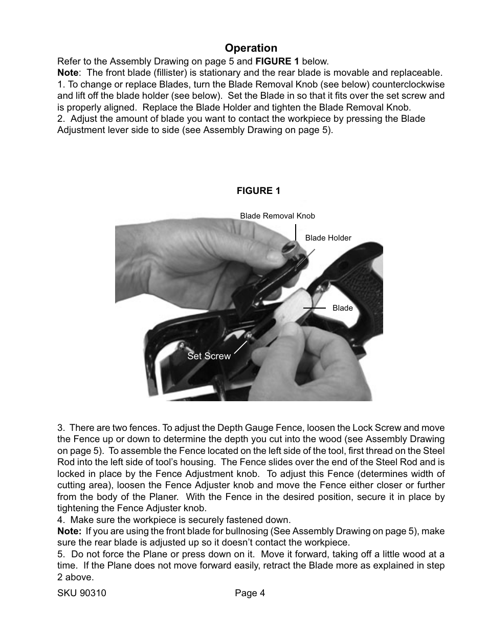 Operation | Harbor Freight Tools 90310 User Manual | Page 4 / 5