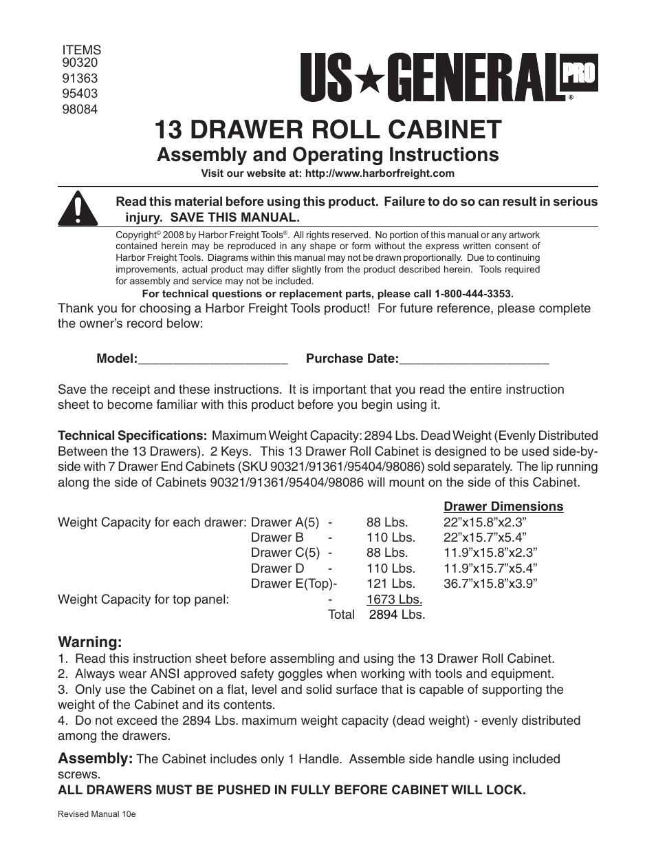 Harbor Freight Tools 91363 User Manual | 2 pages