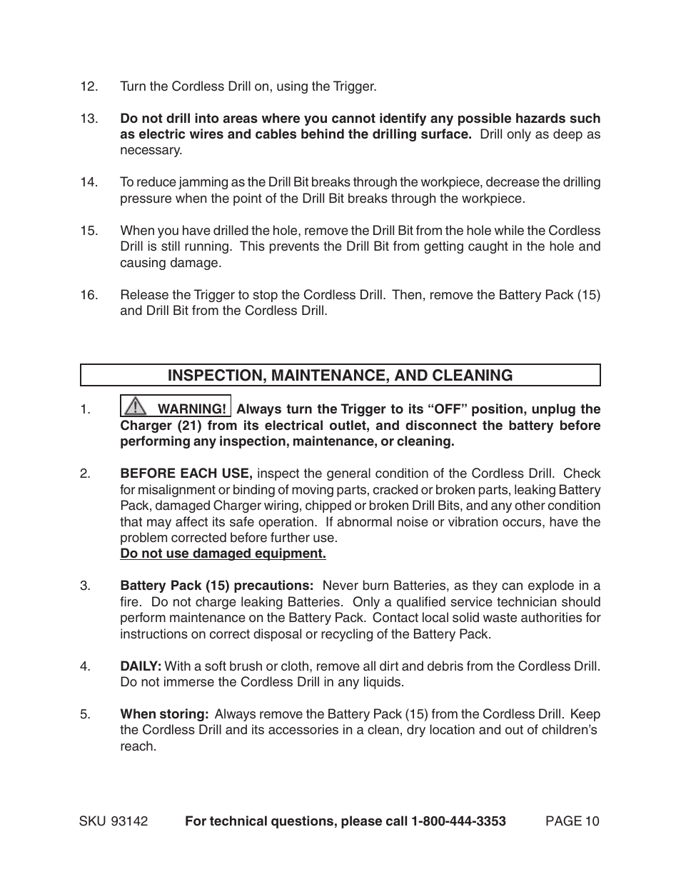 Harbor Freight Tools 93142 User Manual | Page 10 / 12