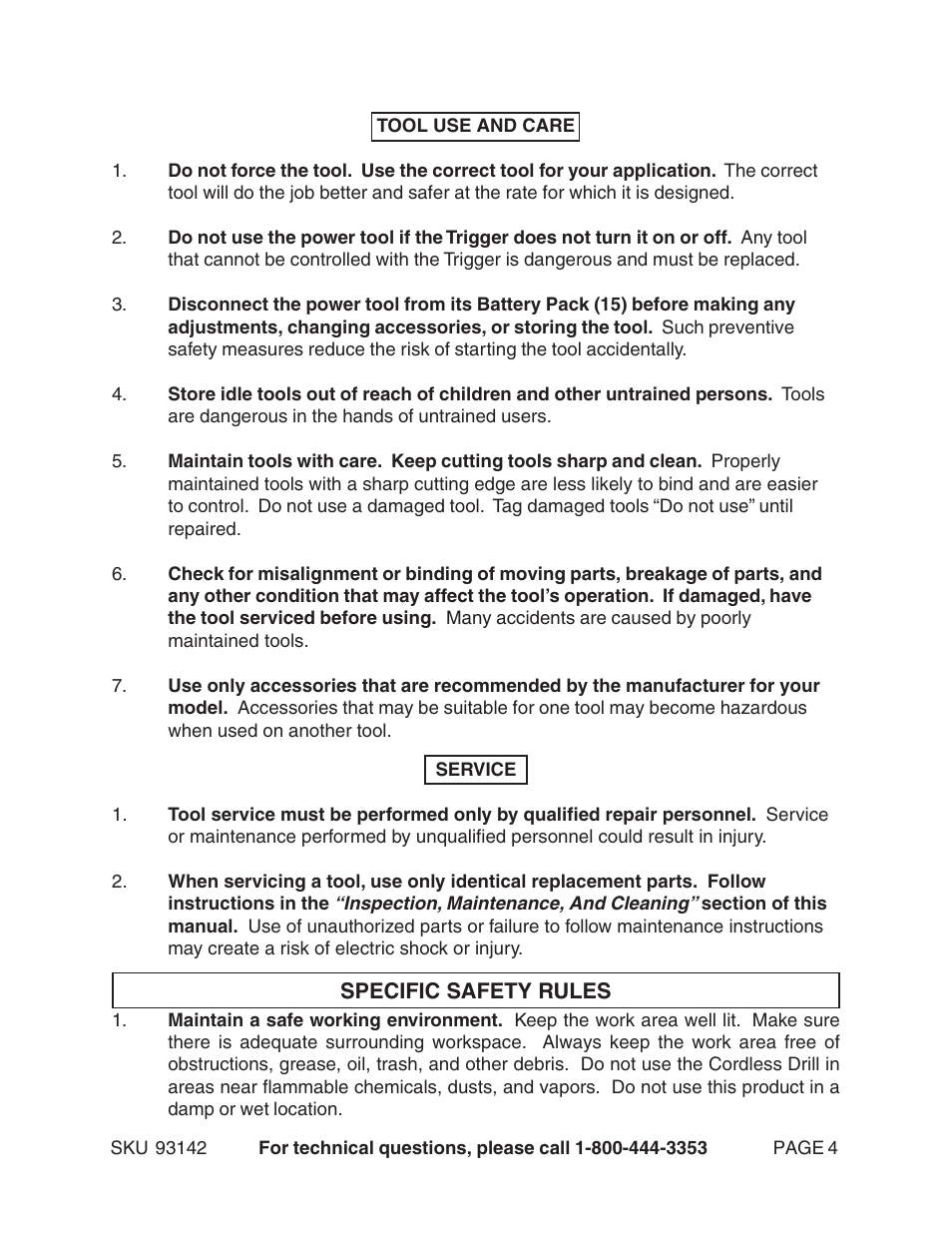 Harbor Freight Tools 93142 User Manual | Page 4 / 12