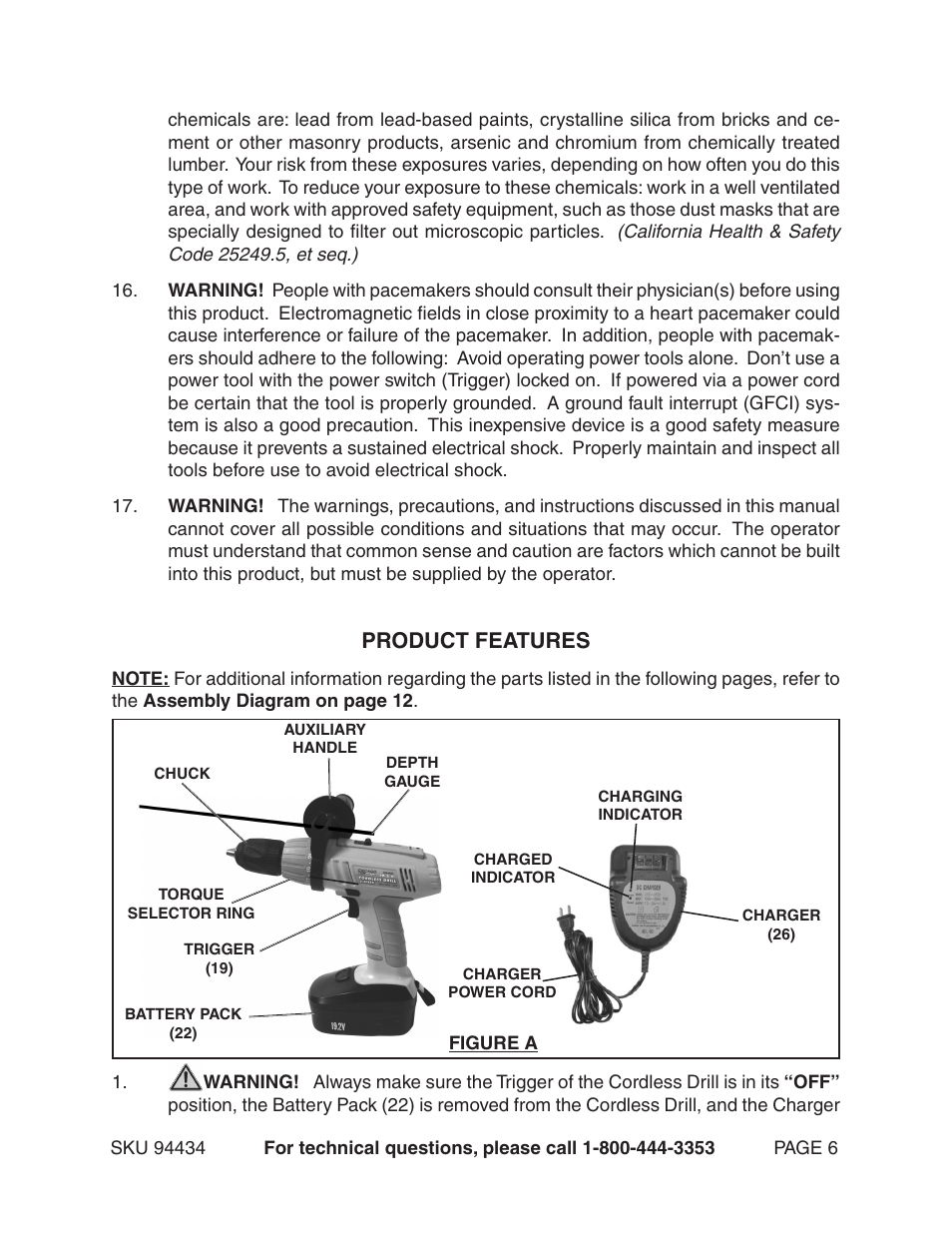 Product features | Harbor Freight Tools 94434 User Manual | Page 6 / 12