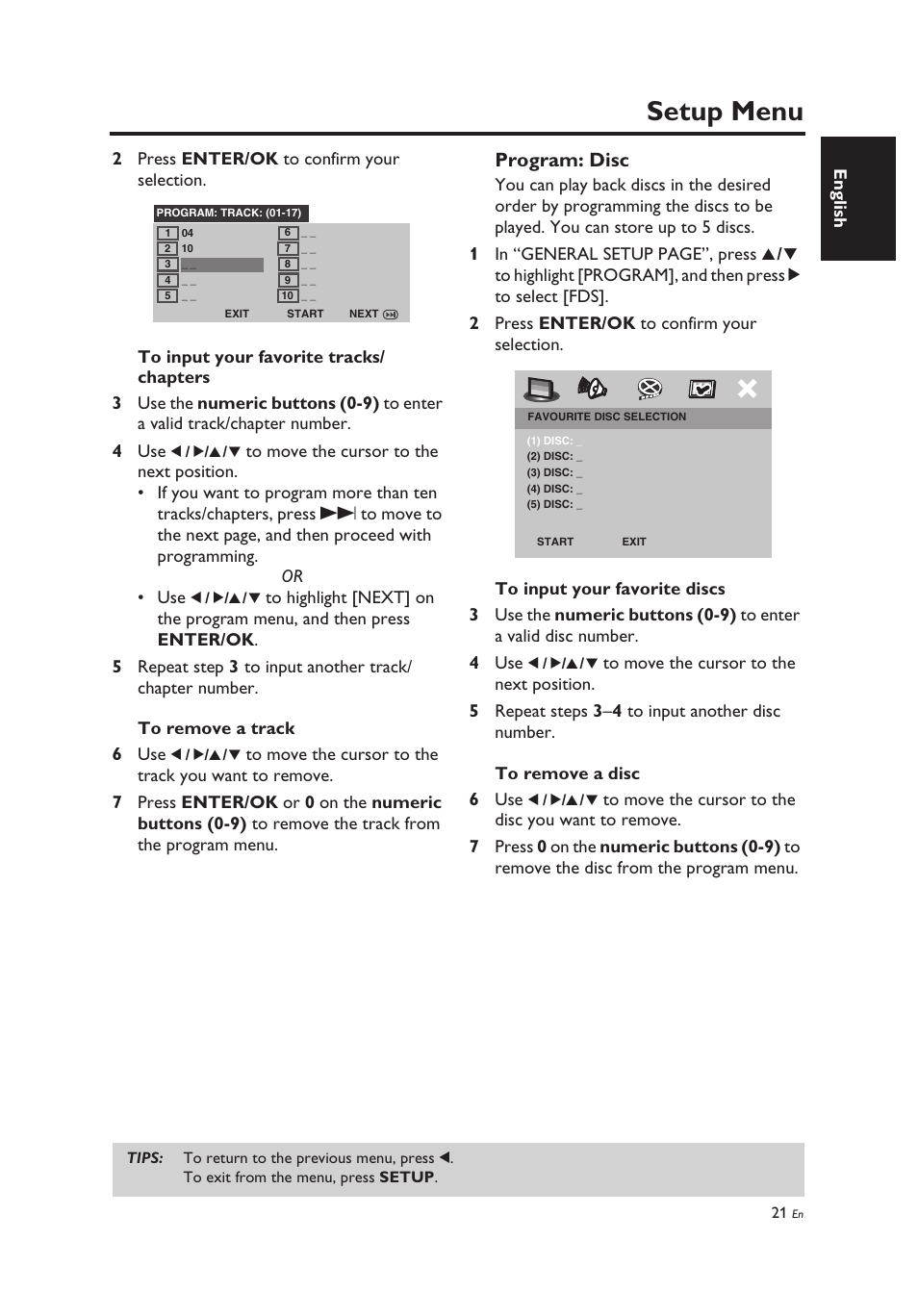 Setup menu, Program: disc | Yamaha DV-C6860 User Manual | Page 25 / 148
