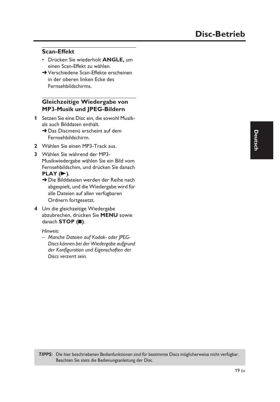Scan-effekt, Disc-betrieb | Yamaha DV-C6860 User Manual | Page 95 / 148