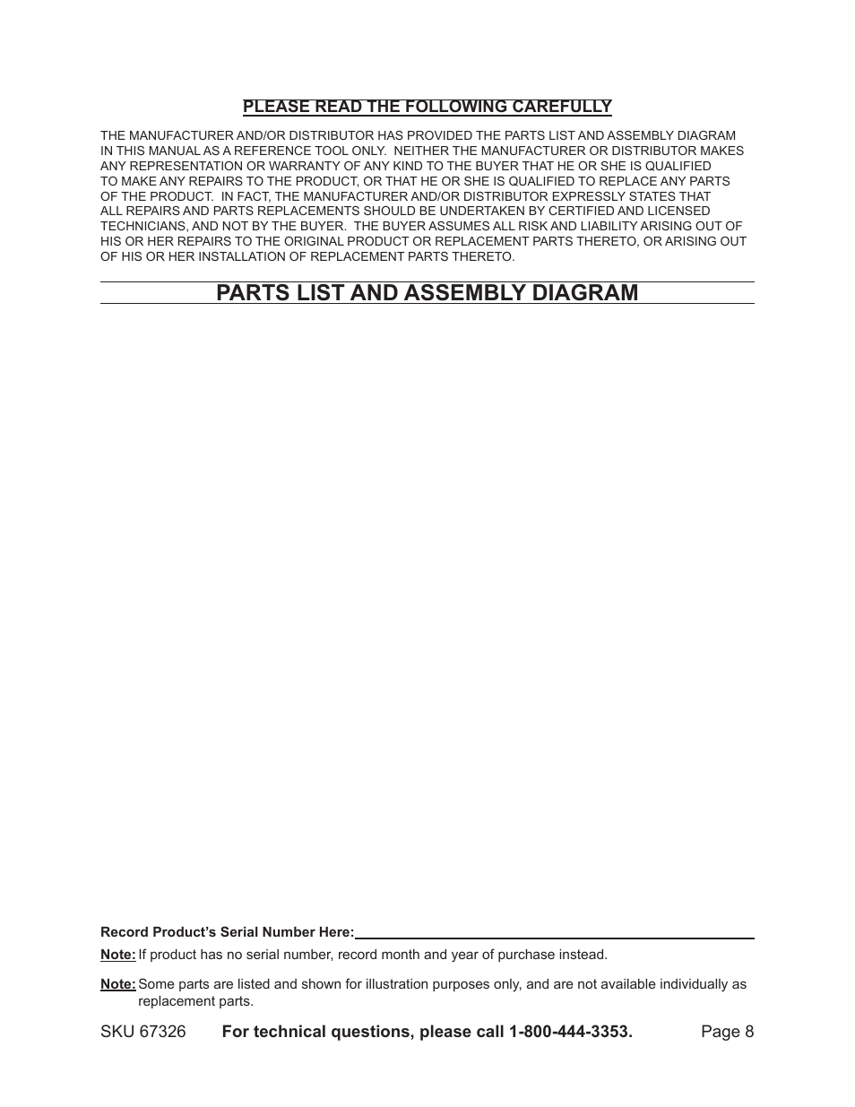 Parts list and assembly diagram | Harbor Freight Tools Four Post Boot & Glove Dryer 67326 User Manual | Page 8 / 8