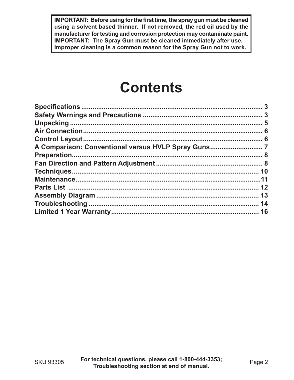 Harbor Freight Tools CENTRAL PNEUMATIC 93305 User Manual | Page 2 / 16