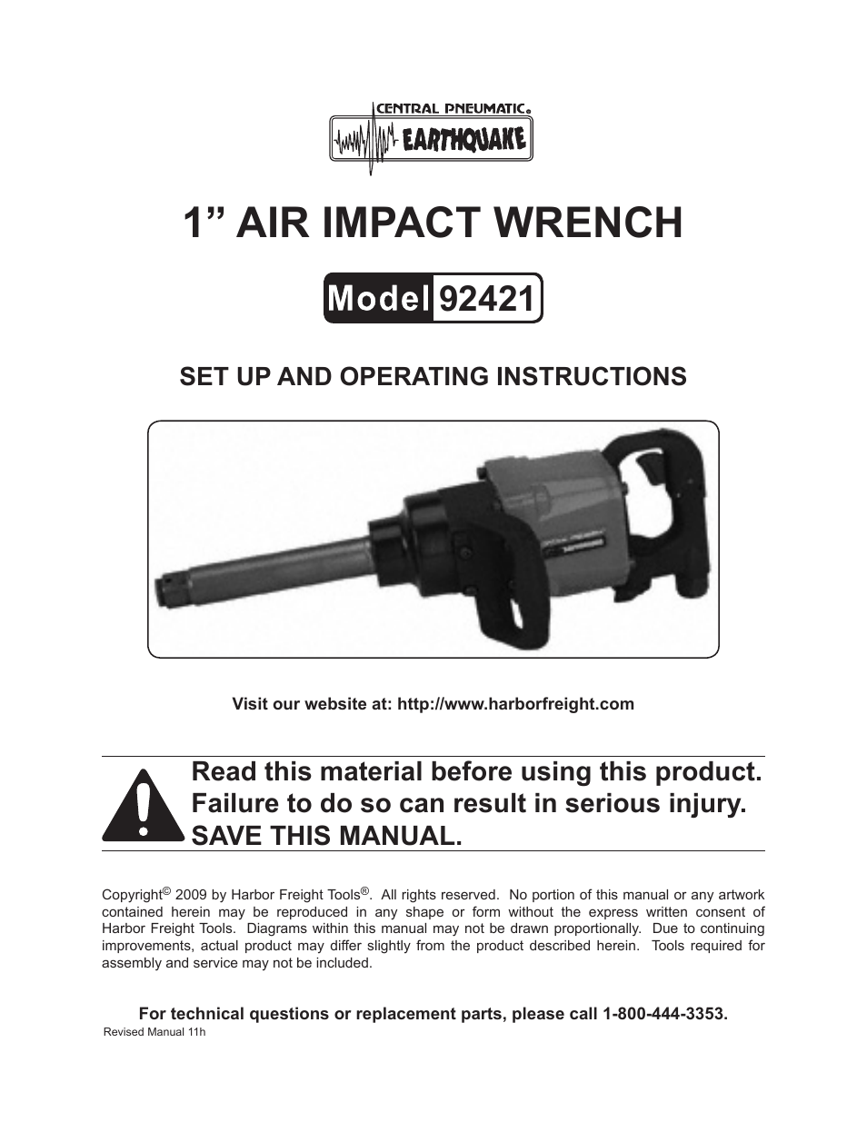 Harbor Freight Tools 92421 User Manual | 14 pages