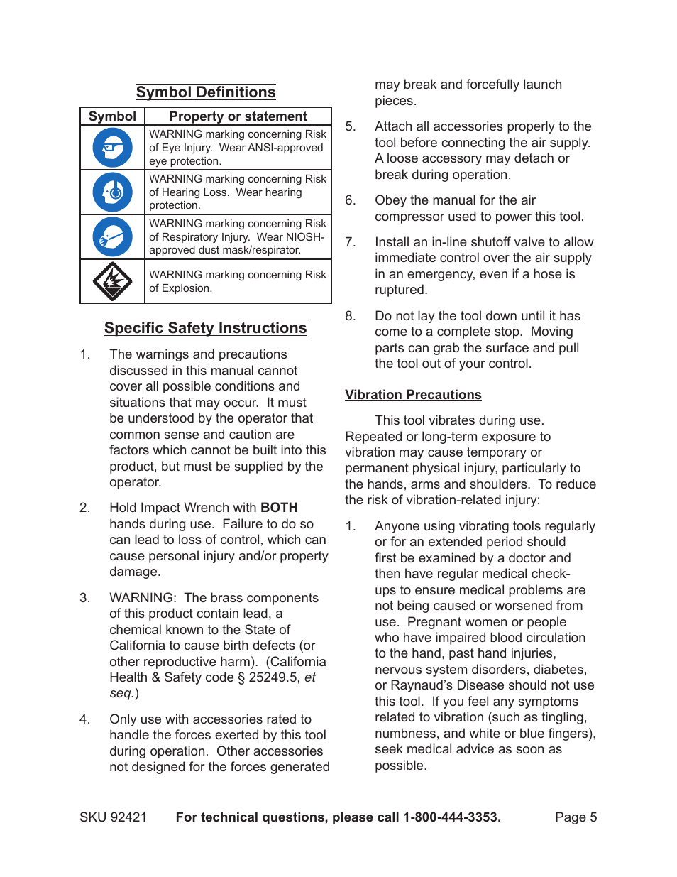 Harbor Freight Tools 92421 User Manual | Page 5 / 14