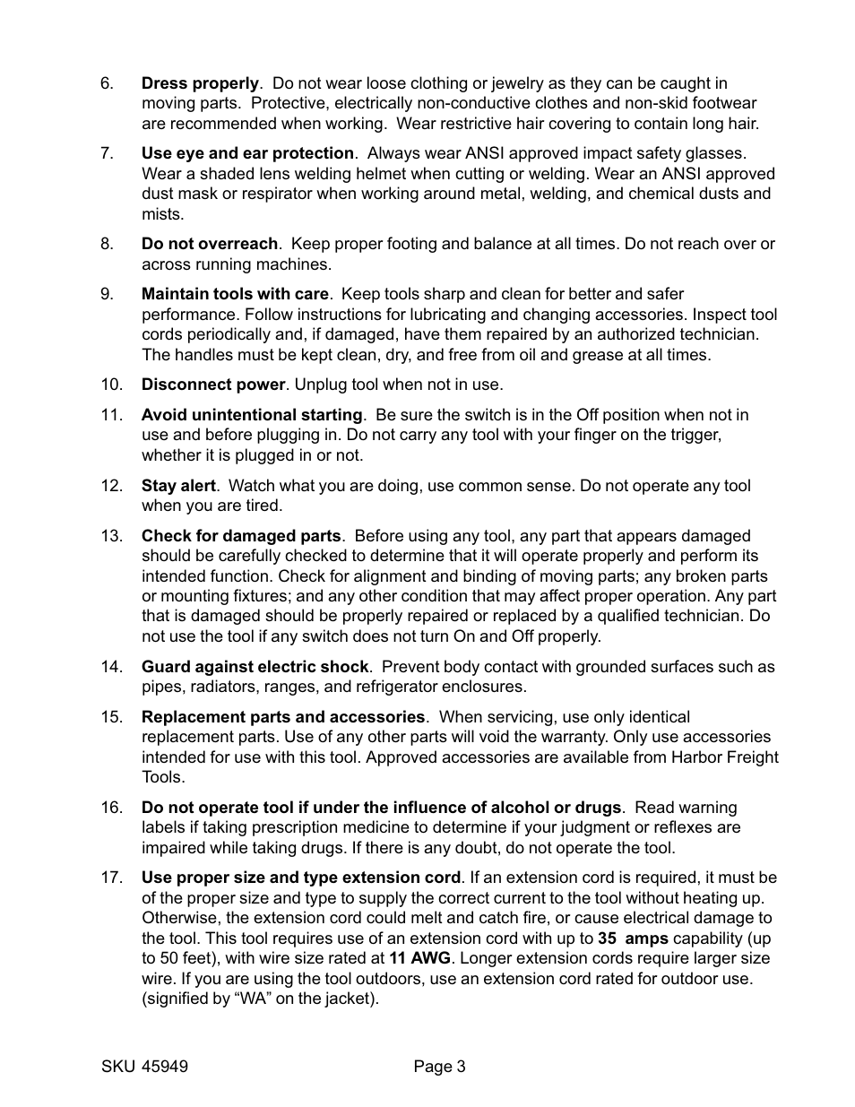 Harbor Freight Tools 45949 User Manual | Page 3 / 12