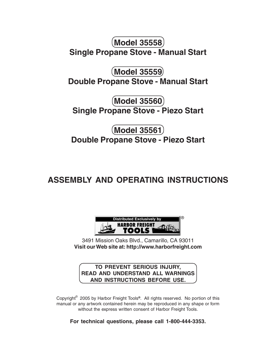 Harbor Freight Tools 35561 User Manual | 10 pages