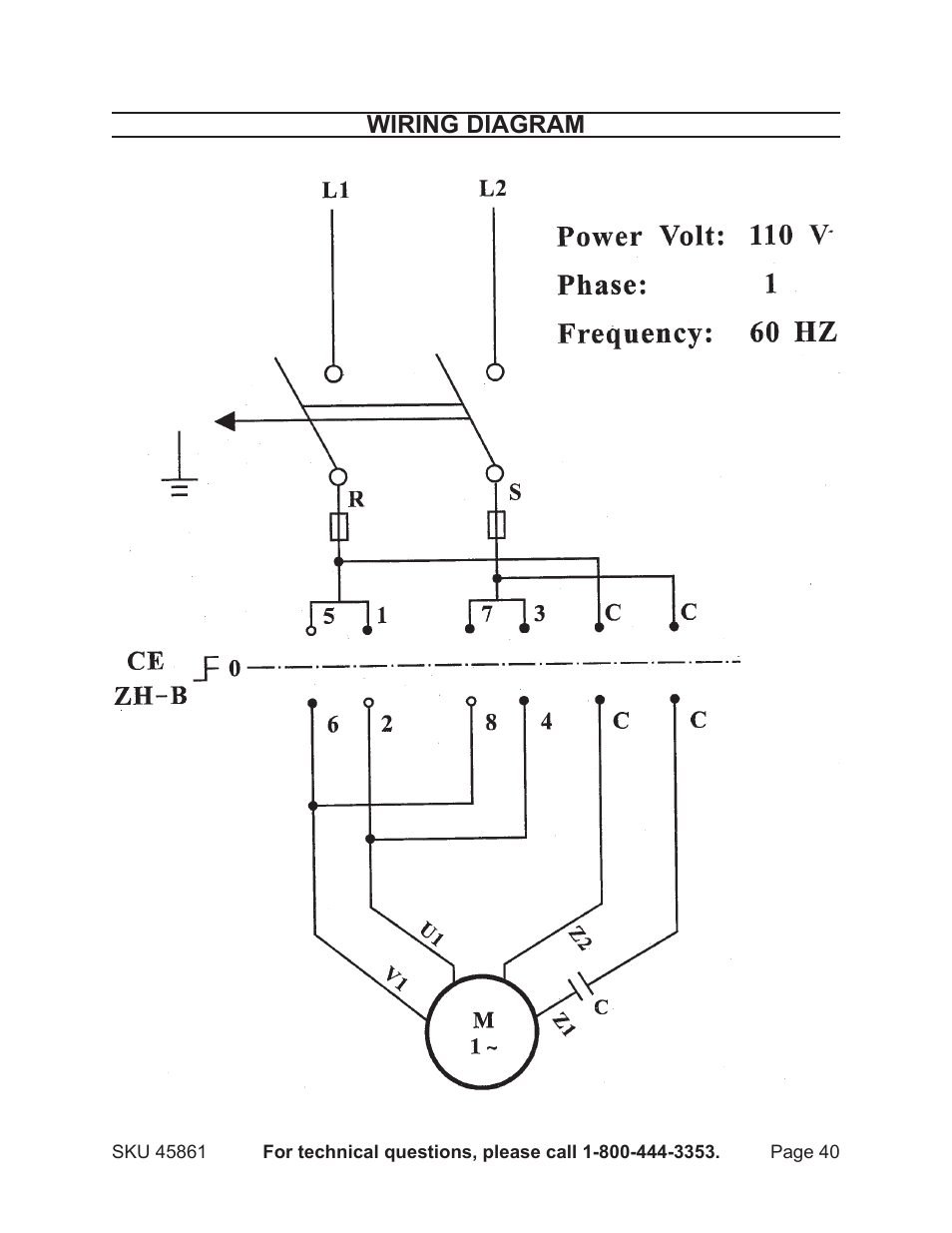 Wiring diagram | Harbor Freight Tools 45861 User Manual | Page 40 / 41