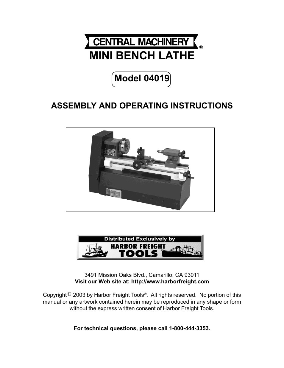 Harbor Freight Tools MINI BENCH 4019 User Manual | 14 pages