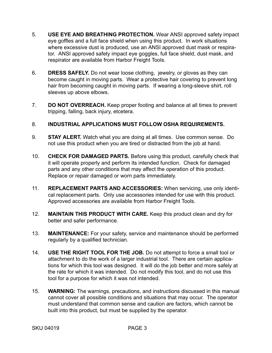 Harbor Freight Tools MINI BENCH 4019 User Manual | Page 3 / 14