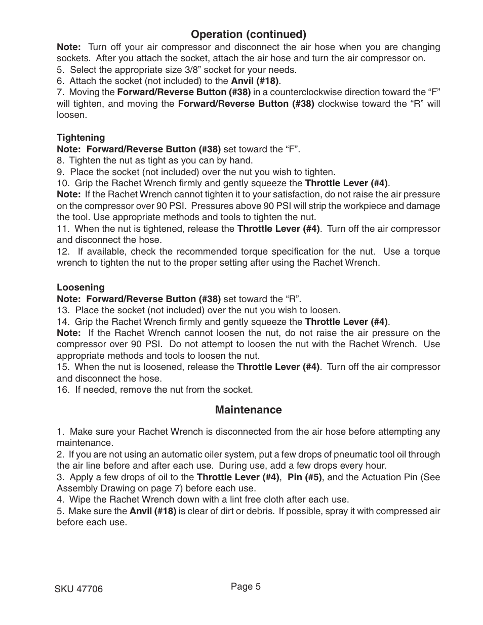 Harbor Freight Tools 47706 User Manual | Page 5 / 7