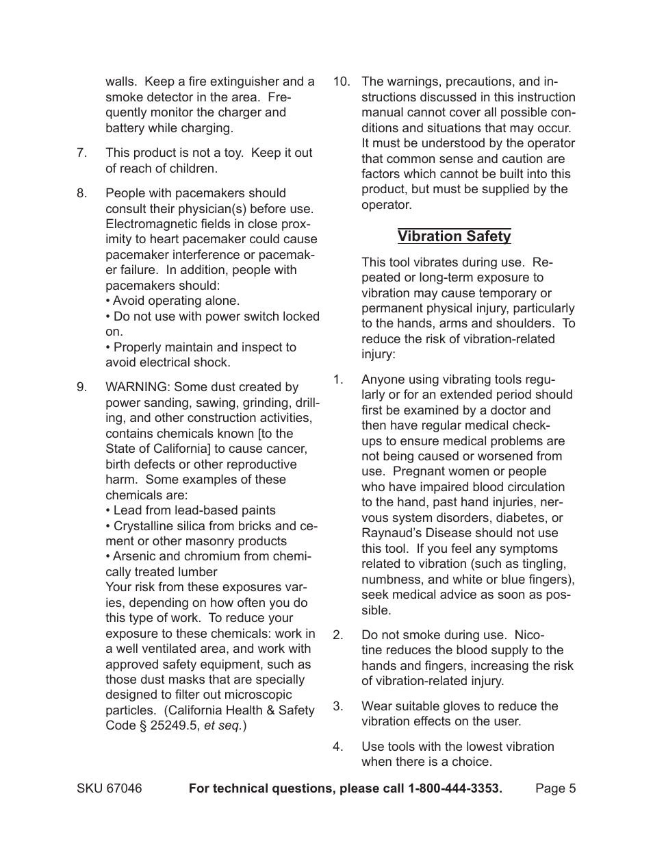 Harbor Freight Tools 67046 User Manual | Page 5 / 12