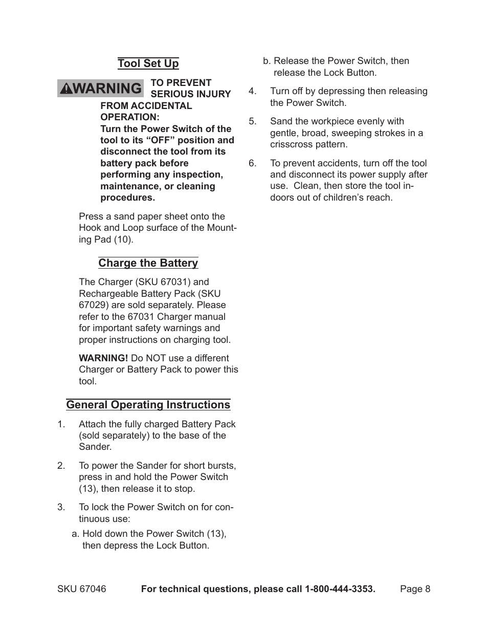 Harbor Freight Tools 67046 User Manual | Page 8 / 12