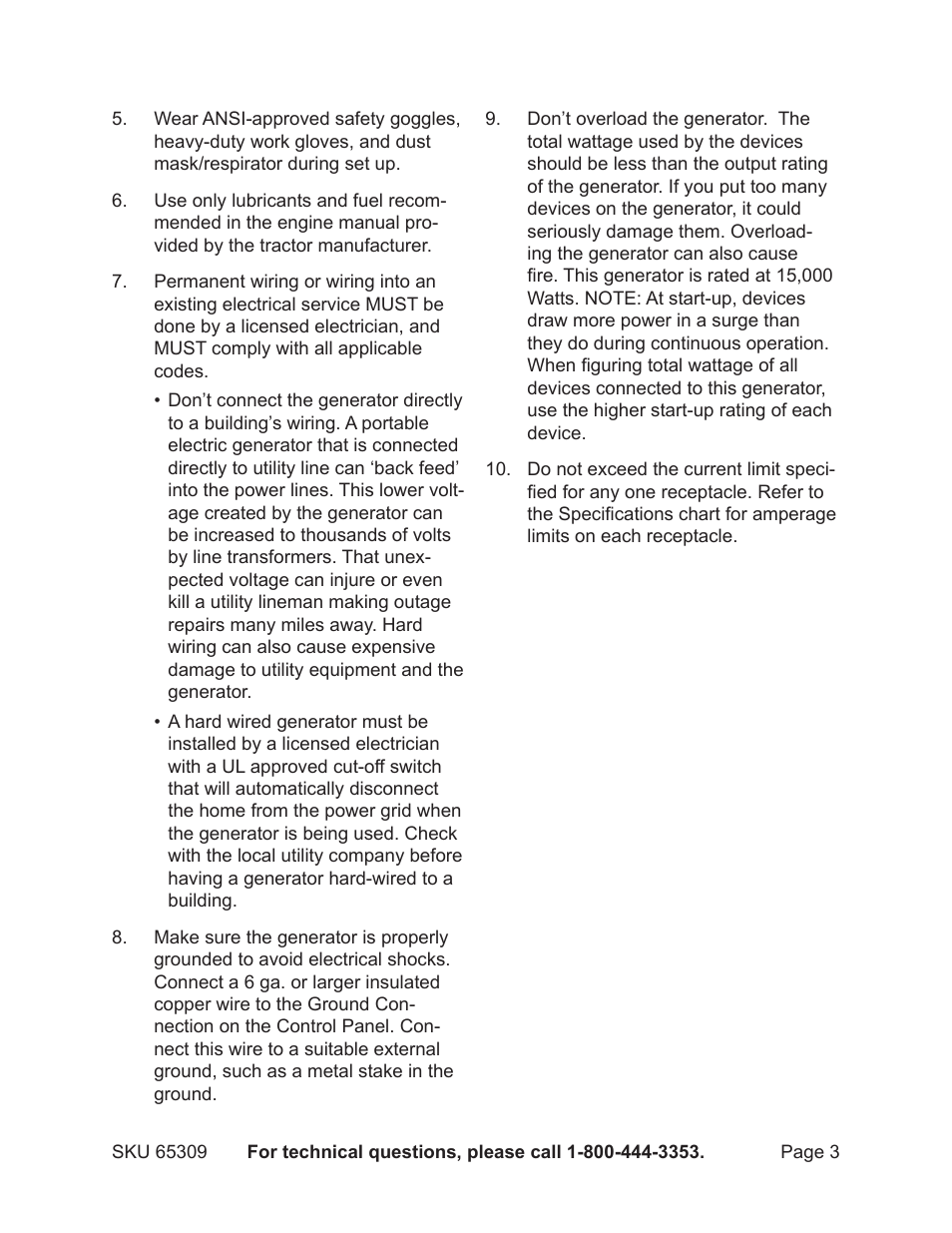 Harbor Freight Tools 65309 User Manual | Page 3 / 19